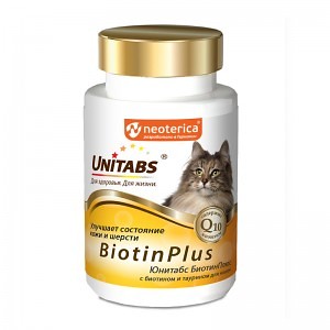 Юнитабс BiotinPlus с Q10 для кошек,200 таб Юнитабс BiotinPlus с Q10 для кошек,200 таб