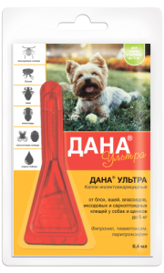 Капли от блох Дана Ультра д/с и щенков до 5 кг, 1 пипетка Капли от блох Дана Ультра д/с и щенков до 5 кг, 1 пипетка