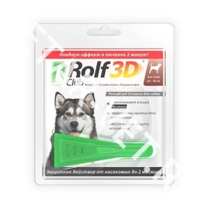 Капли от блох и клещей 3D РольфКлуб д/c 20-40 кг Капли от блох и клещей 3D РольфКлуб д/c 20-40 кг