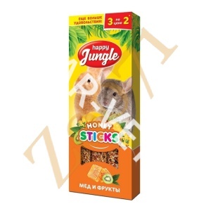 Хэппи Джангл Палочки д/круп. грызунов мед и фрукты 3 шт 90 гр Хэппи Джангл Палочки д/круп. грызунов мед и фрукты 3 шт 90 гр