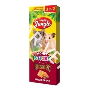 Хэппи Джангл Палочки д/мелк. грызунов мед и орехи 3 шт 90 гр Хэппи Джангл Палочки д/мелк. грызунов мед и орехи 3 шт 90 гр