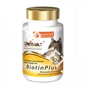Юнитабс BiotinPlus с Q10 для кошек,200 таб Юнитабс BiotinPlus с Q10 для кошек,200 таб