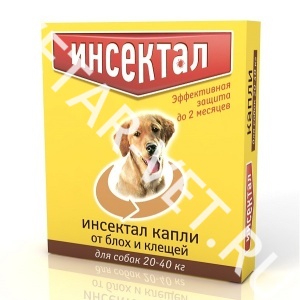 Капли от блох Инсектал д/с от 20 до 40 кг Капли от блох Инсектал д/с от 20 до 40 кг