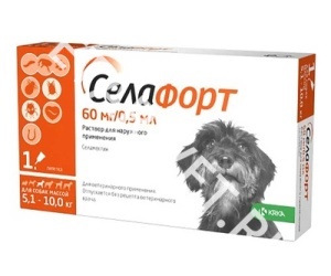 Селафорт 60мг 0,5мл д/собак 5,1-10кг 1 пипетка Селафорт 60мг 0,5мл д/собак 5,1-10кг 1 пипетка