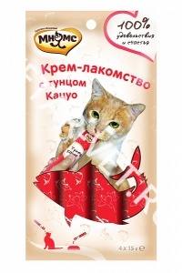Мнямс крем-лакомство д/кошек с Уткой и тунцом Кацуо 15 г*4 Мнямс крем-лакомство д/кошек с Уткой и тунцом Кацуо 15 г*4
