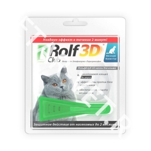 Капли от блох и клещей 3D РольфКлуб д/к более 4 кг Капли от блох и клещей 3D РольфКлуб д/к более 4 кг
