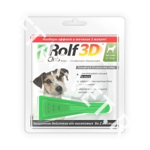 Капли от блох и клещей 3D РольфКлуб д/c 4-10 кг 3D Капли от блох и клещей 3D РольфКлуб д/c 4-10 кг 3D