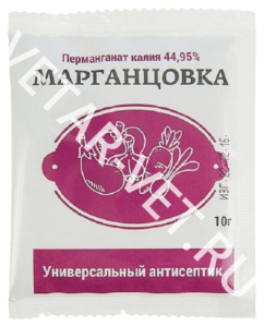 Калия перманганат 44,5%,10 г цв пакет Супер Калия перманганат 44,5%,10 г цв пакет Супер