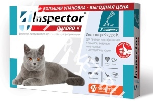 Капли от блох Инспектор Квадро для кошек 4-8кг, 3шт. Капли от блох Инспектор Квадро для кошек 4-8кг, 3шт.