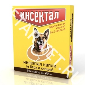 Капли от блох Инсектал д/с от 40 до 60 кг 6 шт Капли от блох Инсектал д/с от 40 до 60 кг 6 шт