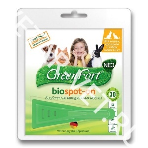 Капли от блох Green Fort Neo д/кошек,кроликов,собак до 10 кг Капли от блох Green Fort Neo д/кошек,кроликов,собак до 10 кг