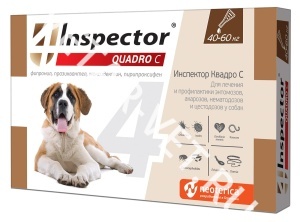 Капли от блох Инспектор Квадро для соб. от 40 до 60 кг 3 шт Капли от блох Инспектор Квадро для соб. от 40 до 60 кг 3 шт