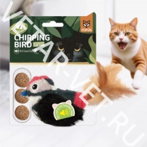 Игрушка д/кошек с чирикающим эффектом "Чёрная птичка" с мятой Игрушка д/кошек с чирикающим эффектом "Чёрная птичка" с мятой